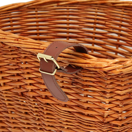 10.9*9 Adjustable Vintage Wicker Bike Basket Brown Storage Case For Shopping 